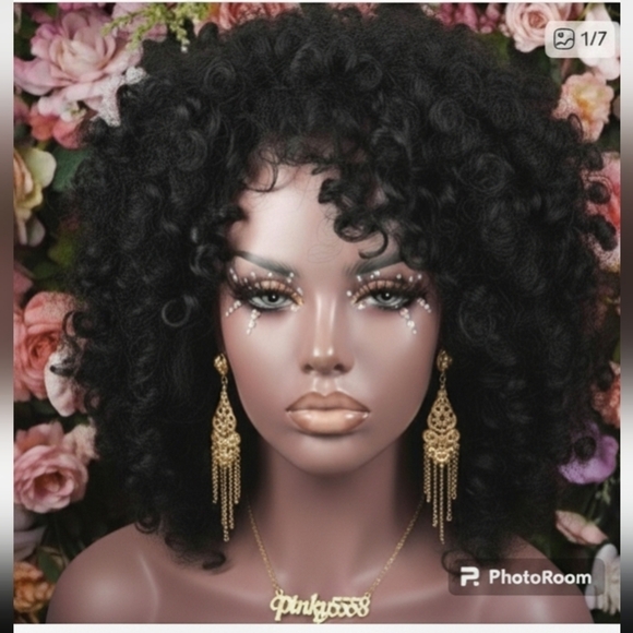 Black Curly Synthetic Short Wig main image 7